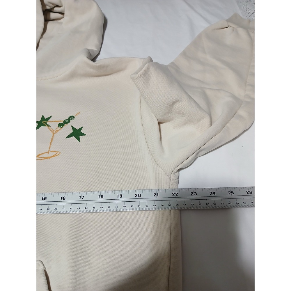PacSun Count Your Lucky Stars Martini Graphic Hoodie Cream Mens Medium - Picture 6 of 8